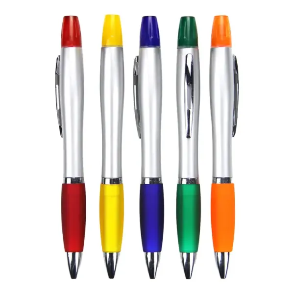 Plastic ball pen with highlighters