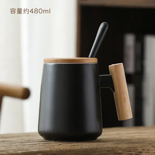 Custom stylist ceramic mug with wooden handle