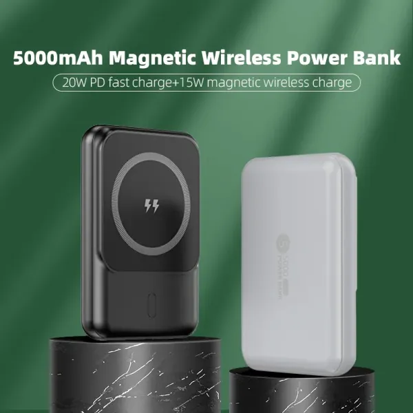 15W 5000mah small wireless magnetic power bank