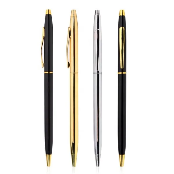 Slim metal ballpoint business pen